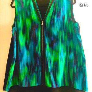 Vince Camuto Vibrant Zip-Up Sleeveless Top